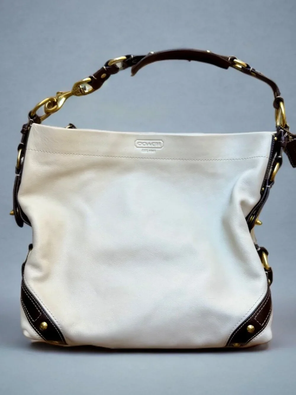 Coach White Leather Large Carly Hobo Shoulder Bag 10616